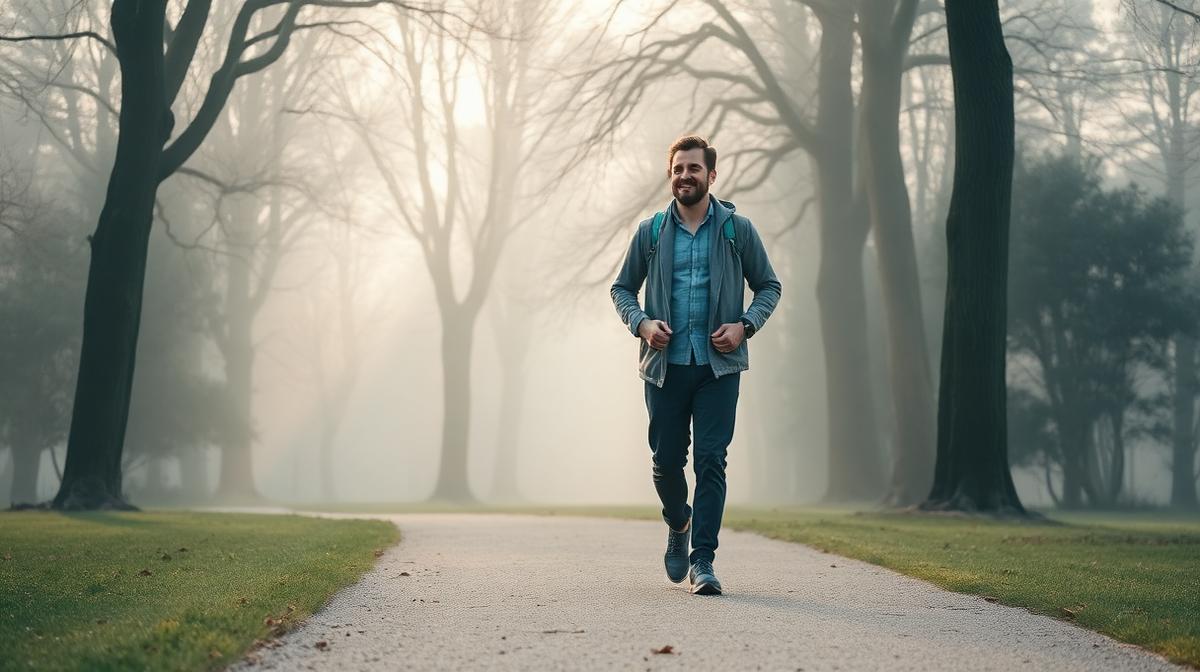 Peaceful morning walk for sustainable calorie burning
