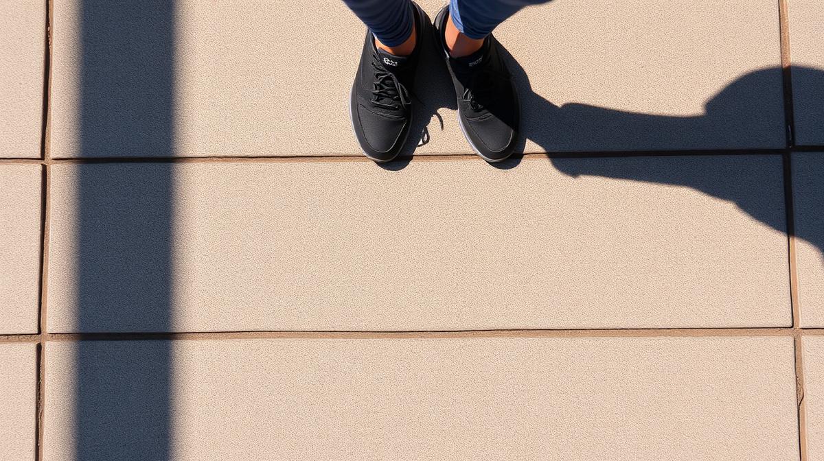 Steps burning calories during an overhead view of walking