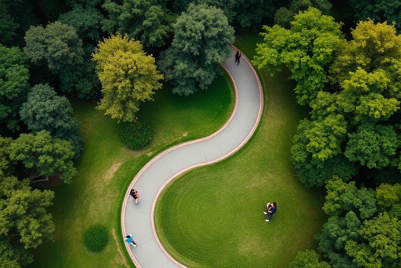 aerial view of a park walking path — 20 km walk