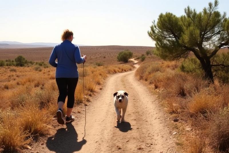 dog walk on an open trail — 13 km walk