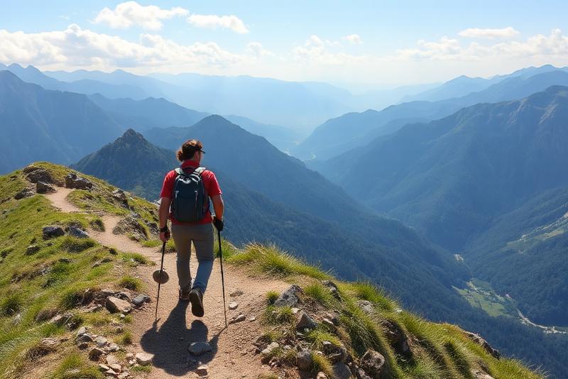 mountain trail hiking — 2 km walk