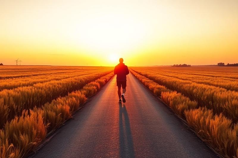 wheat field walk at sunset — 1 km walk